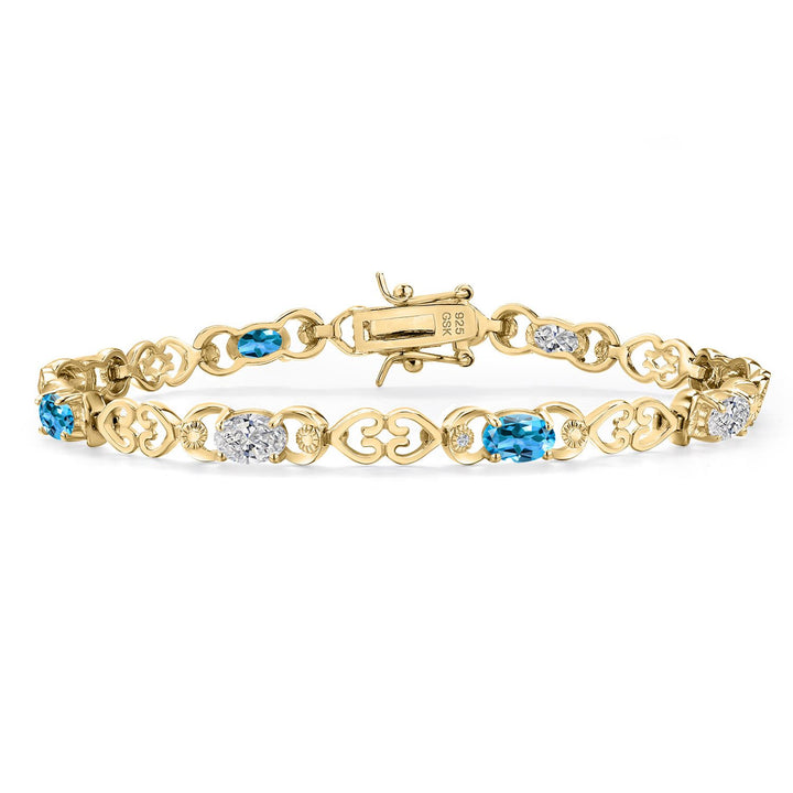 Swiss Blue Topaz - November_Bracelet in 925 Yellow Gold Plated Silver