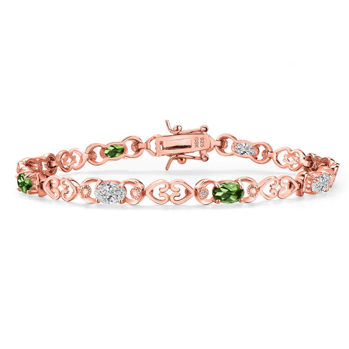Green Tourmaline - October_Bracelet in 925 Rose Gold Plated Silver