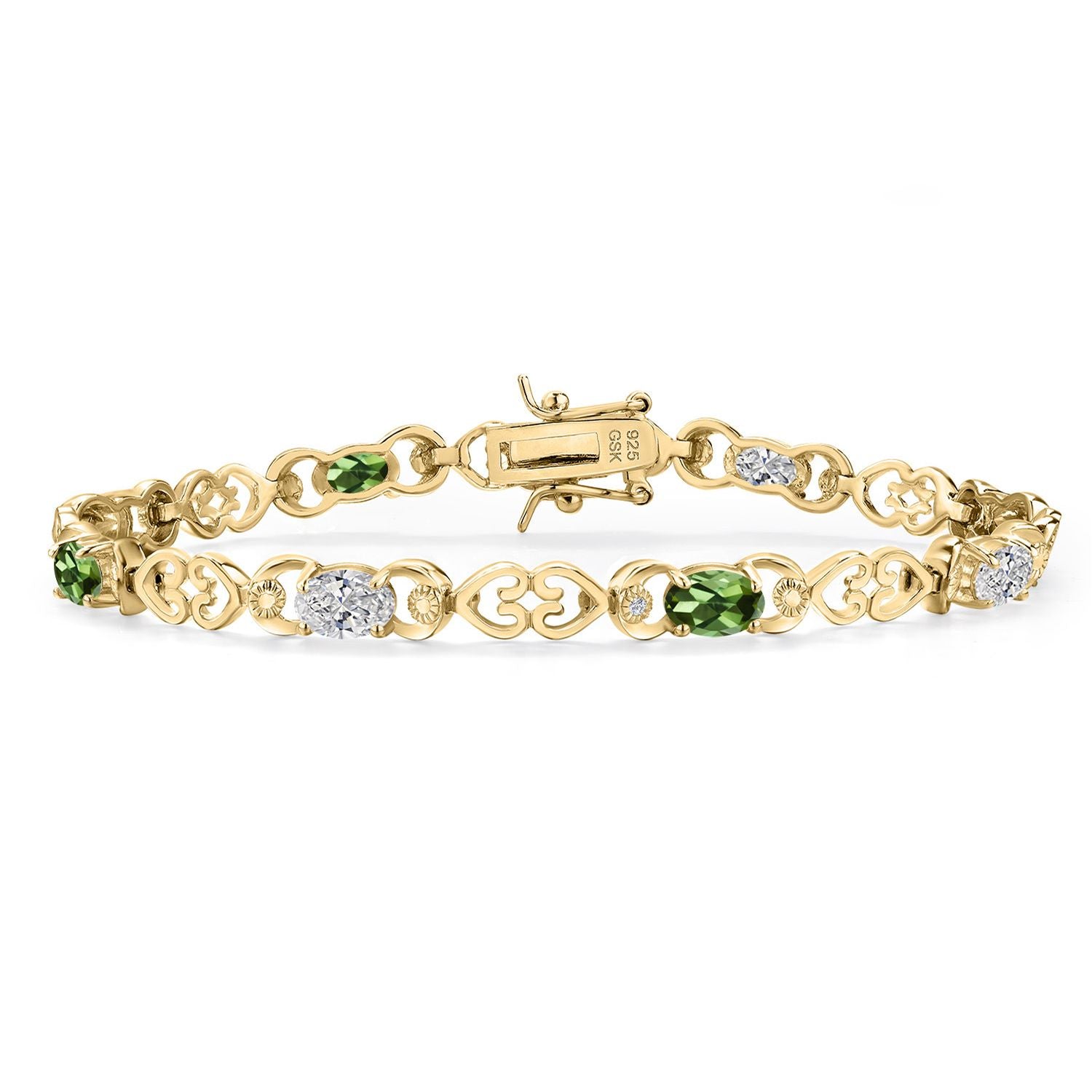 Green Tourmaline - October_Bracelet in 925 Yellow Gold Plated Silver