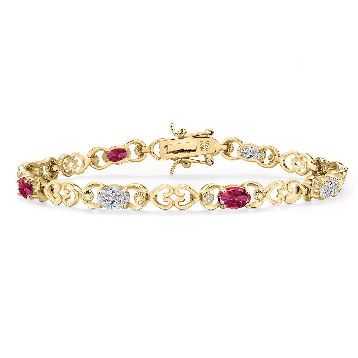 Pink Tourmaline - October_Bracelet in 925 Yellow Gold Plated Silver