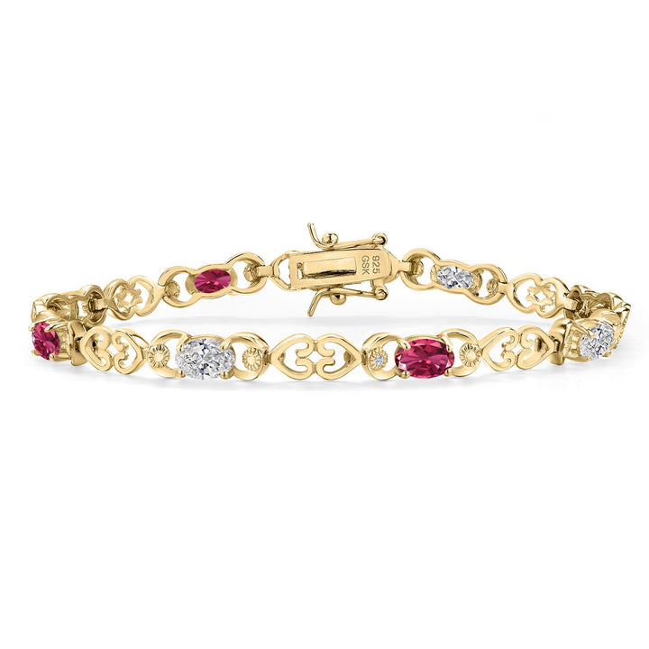 Pink Tourmaline - October_Bracelet in 925 Yellow Gold Plated Silver