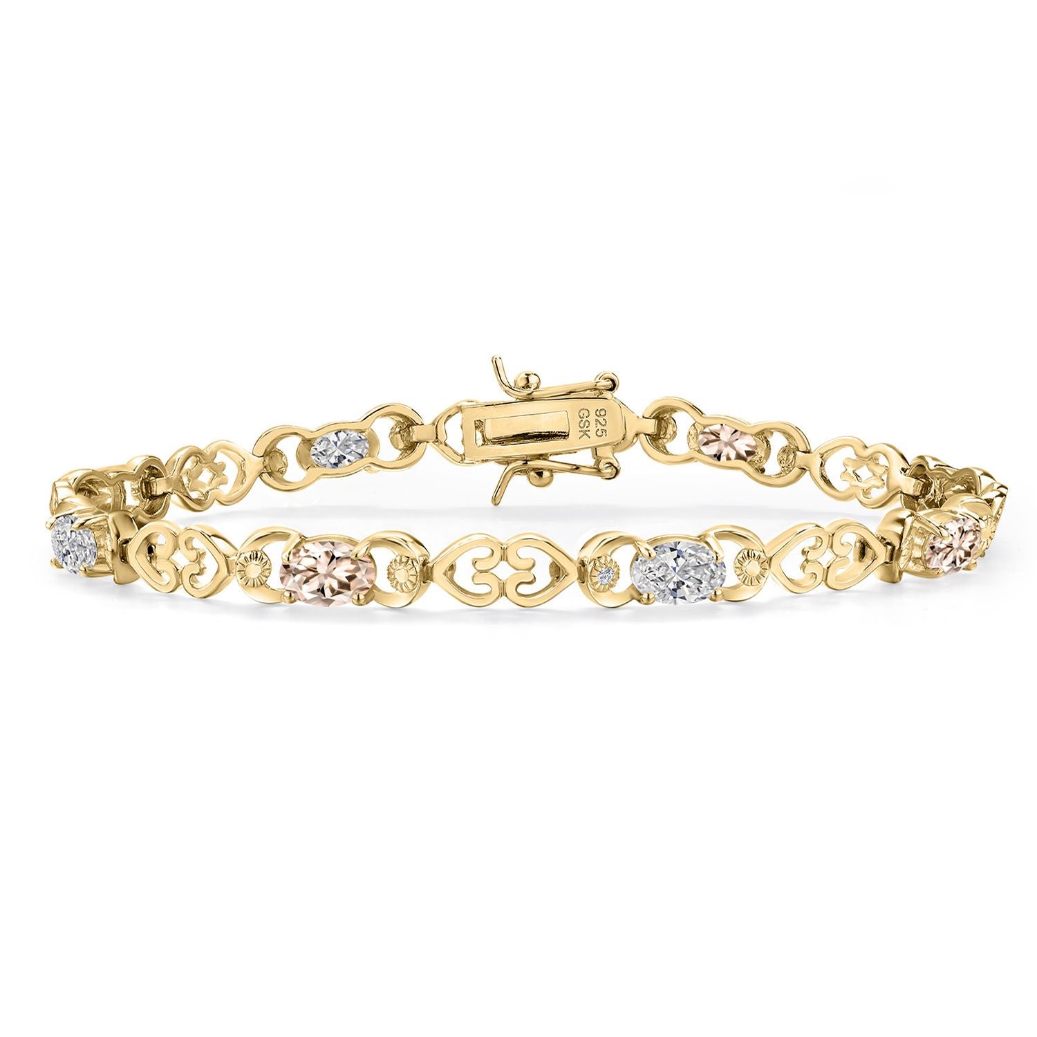 Morganite - October_Bracelet in 925 Yellow Gold Plated Silver