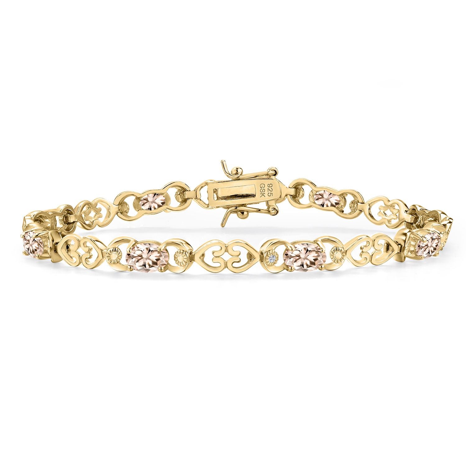 Morganite - October_Bracelet in 925 Yellow Gold Plated Silver