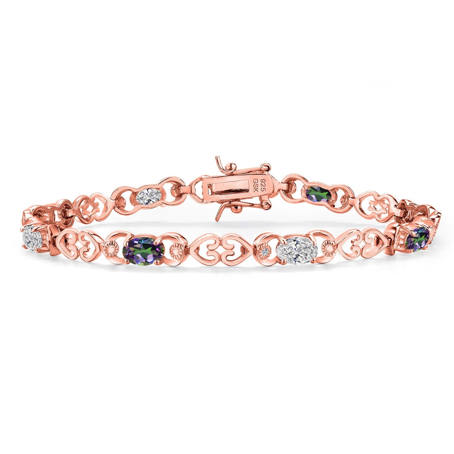 Green Mystic Topaz_Bracelet in 925 Rose Gold Plated Silver