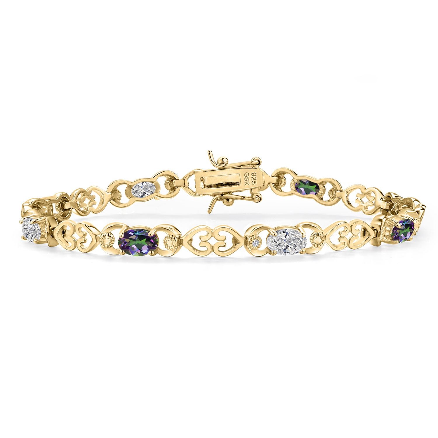 Green Mystic Topaz_Bracelet in 925 Yellow Gold Plated Silver