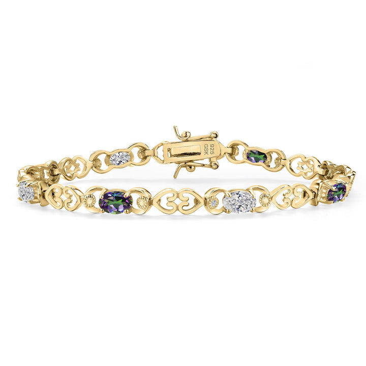 Green Mystic Topaz_Bracelet in 925 Yellow Gold Plated Silver