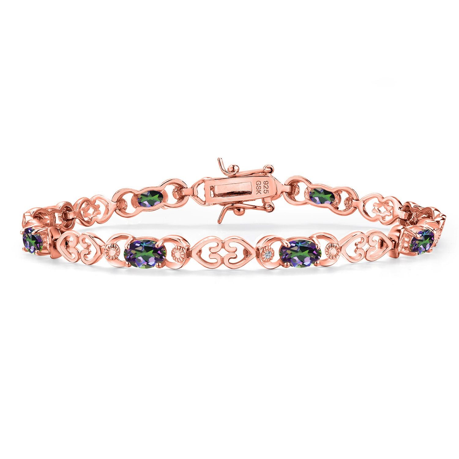 Green Mystic Topaz_Bracelet in 925 Rose Gold Plated Silver
