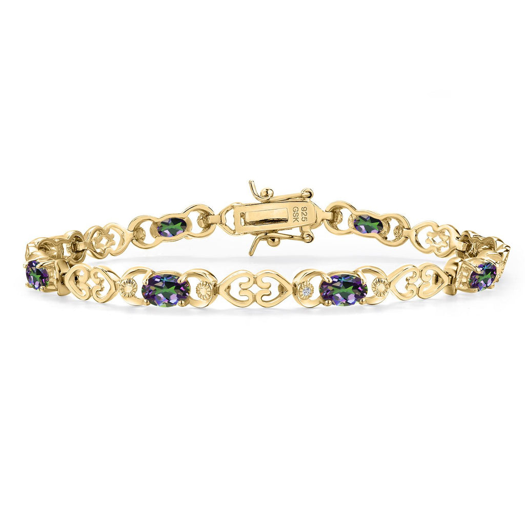 Green Mystic Topaz_Bracelet in 925 Yellow Gold Plated Silver