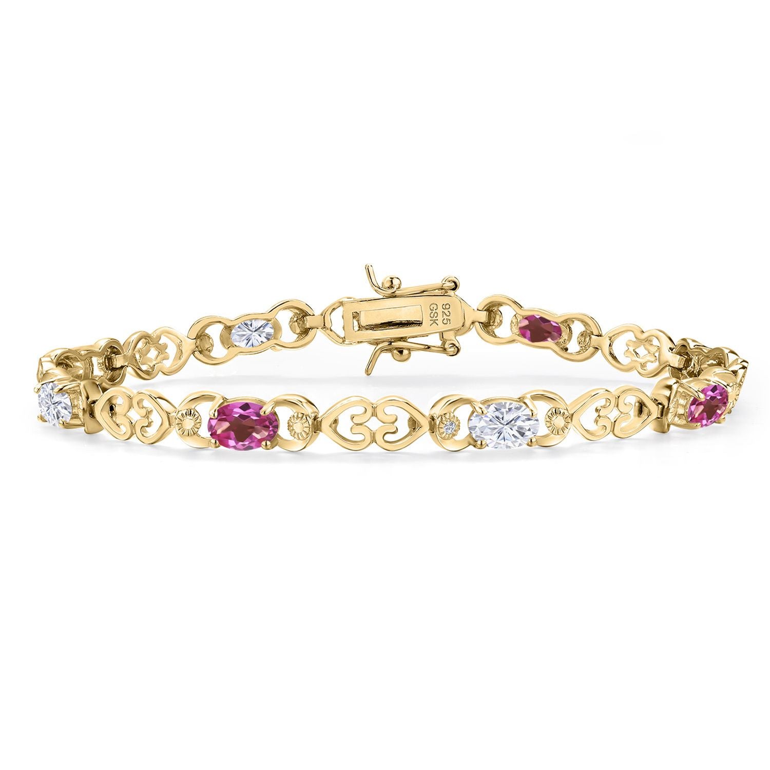Pink Mystic Topaz_Bracelet in 925 Yellow Gold Plated Silver