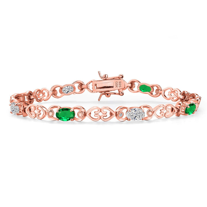 Nano Emerald - May_Bracelet in 925 Rose Gold Plated Silver