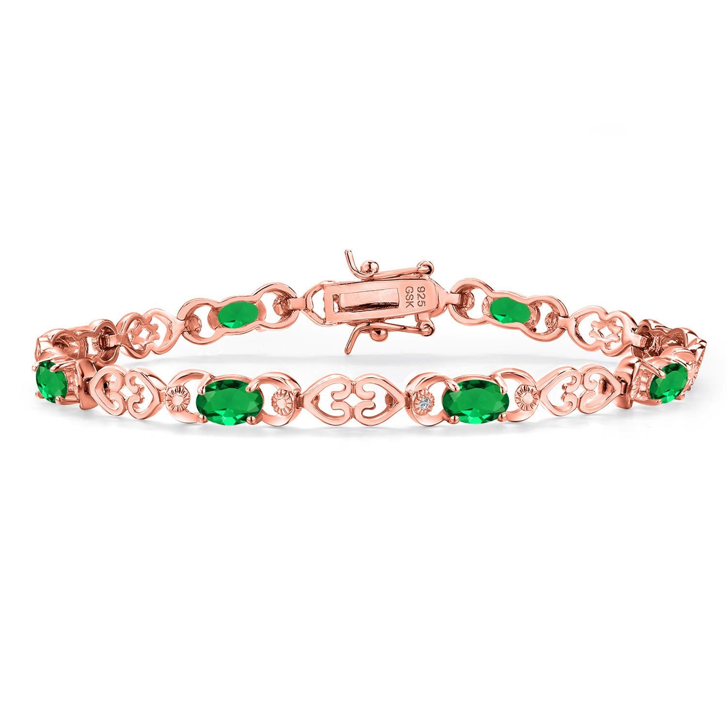 Nano Emerald - May_Bracelet in 925 Rose Gold Plated Silver