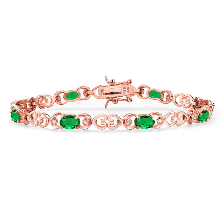 Nano Emerald - May_Bracelet in 925 Rose Gold Plated Silver