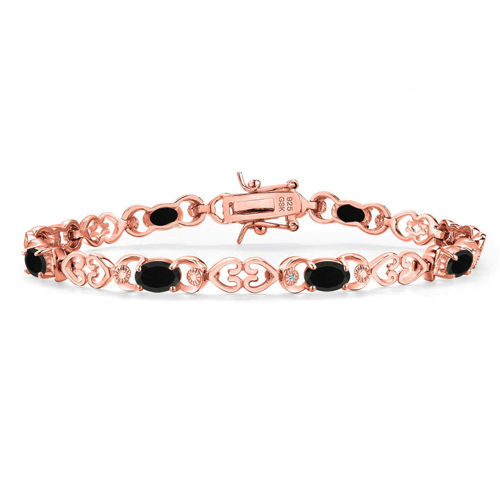 Onyx - December_Bracelet in 925 Rose Gold Plated Silver