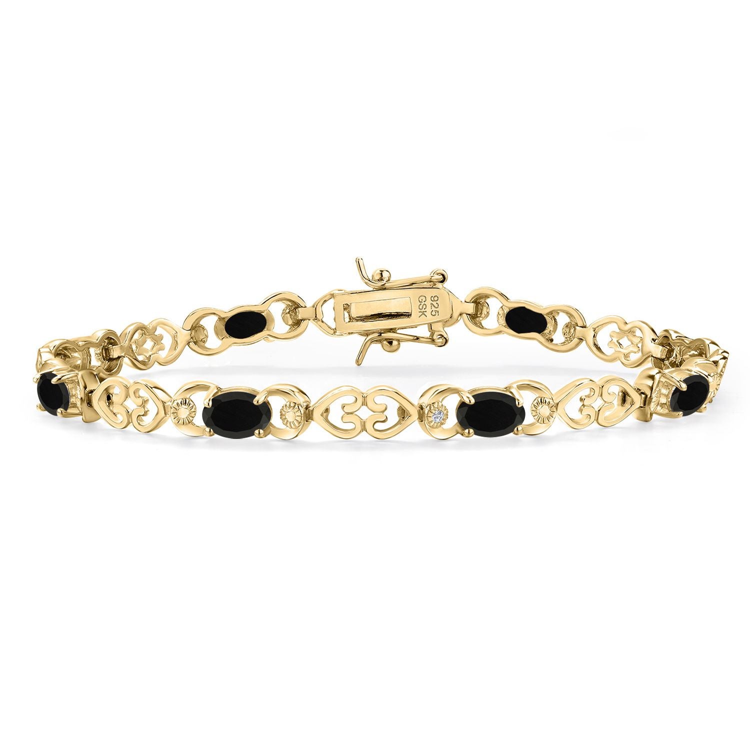 Onyx - December_Bracelet in 925 Yellow Gold Plated Silver