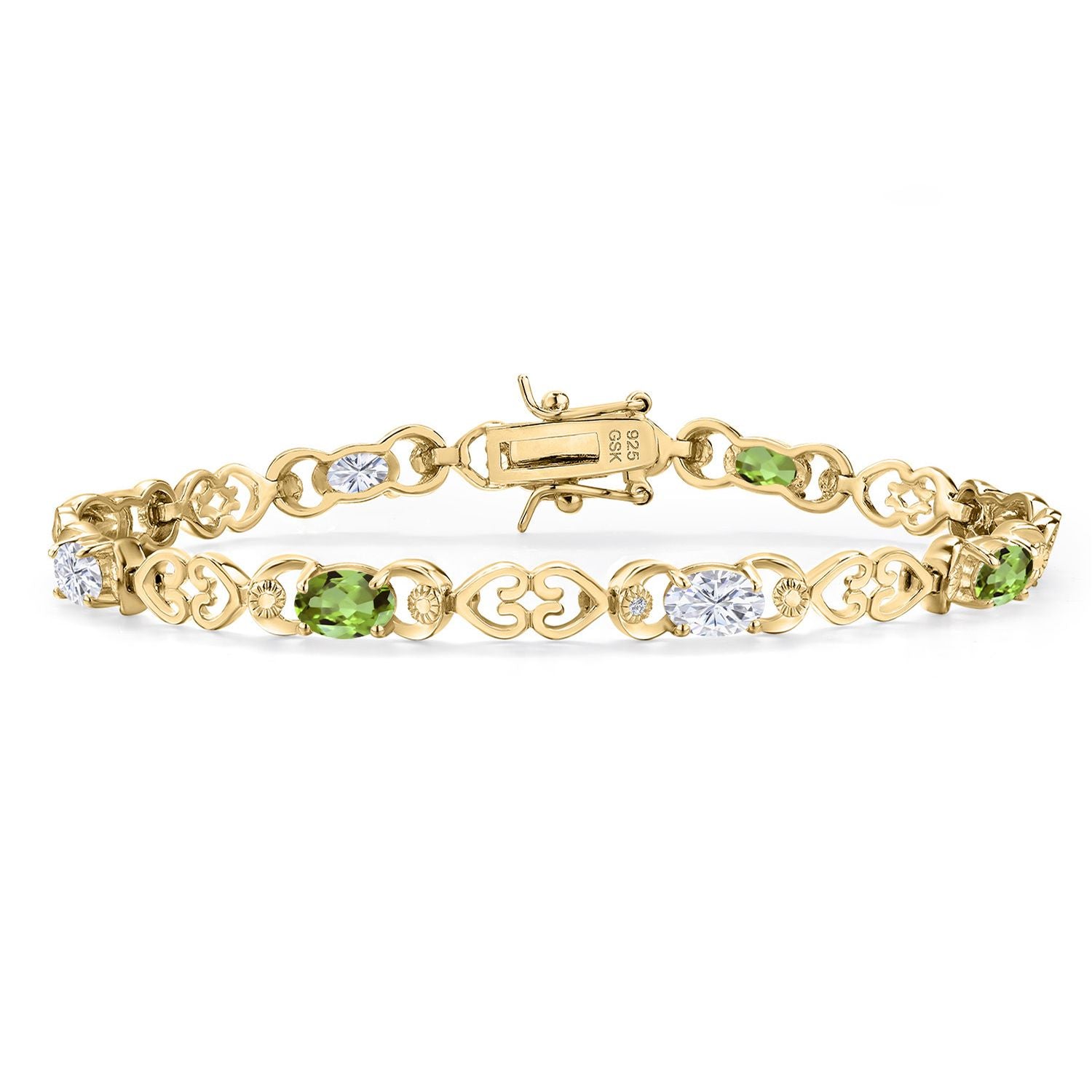 Peridot - August_Bracelet in 925 Yellow Gold Plated Silver