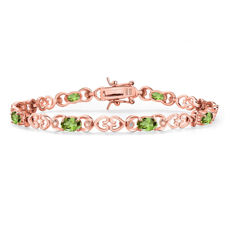 Peridot - August_Bracelet in 925 Rose Gold Plated Silver