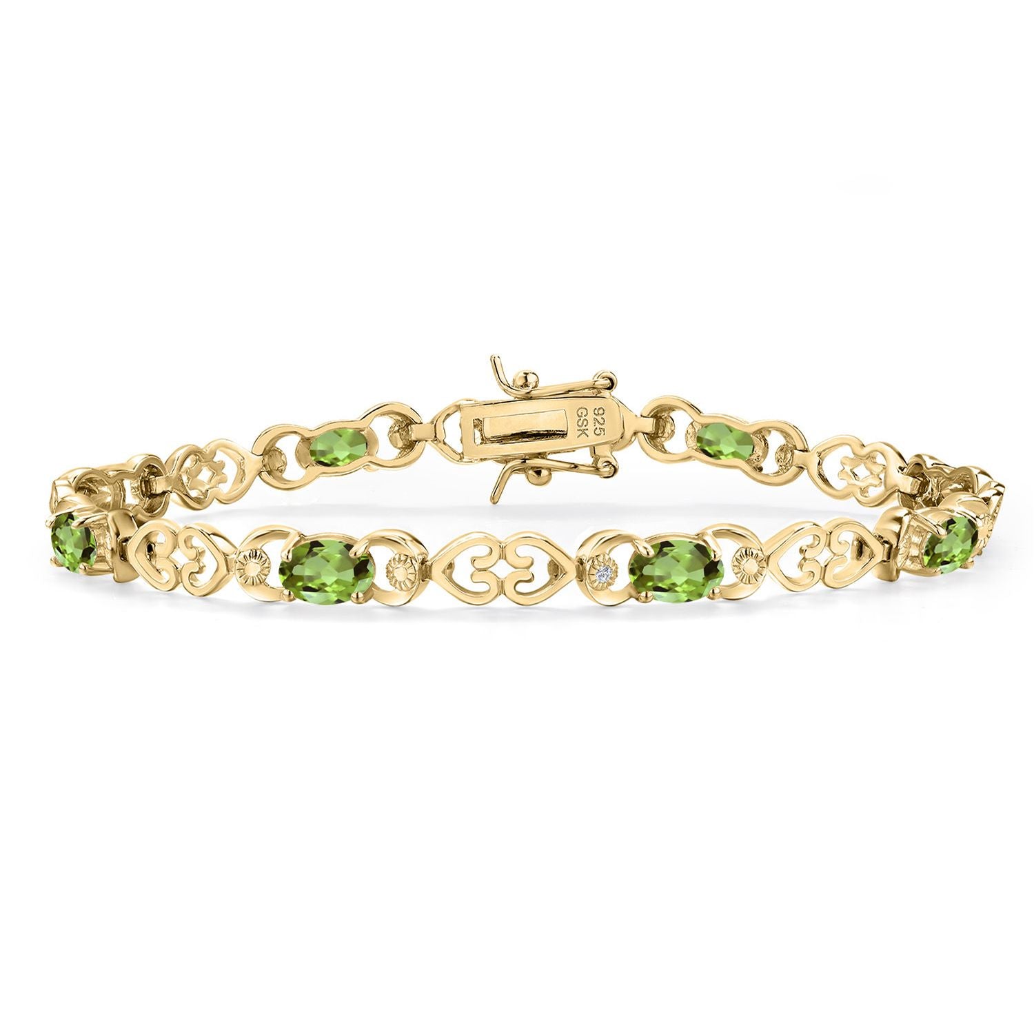 Peridot - August_Bracelet in 925 Yellow Gold Plated Silver
