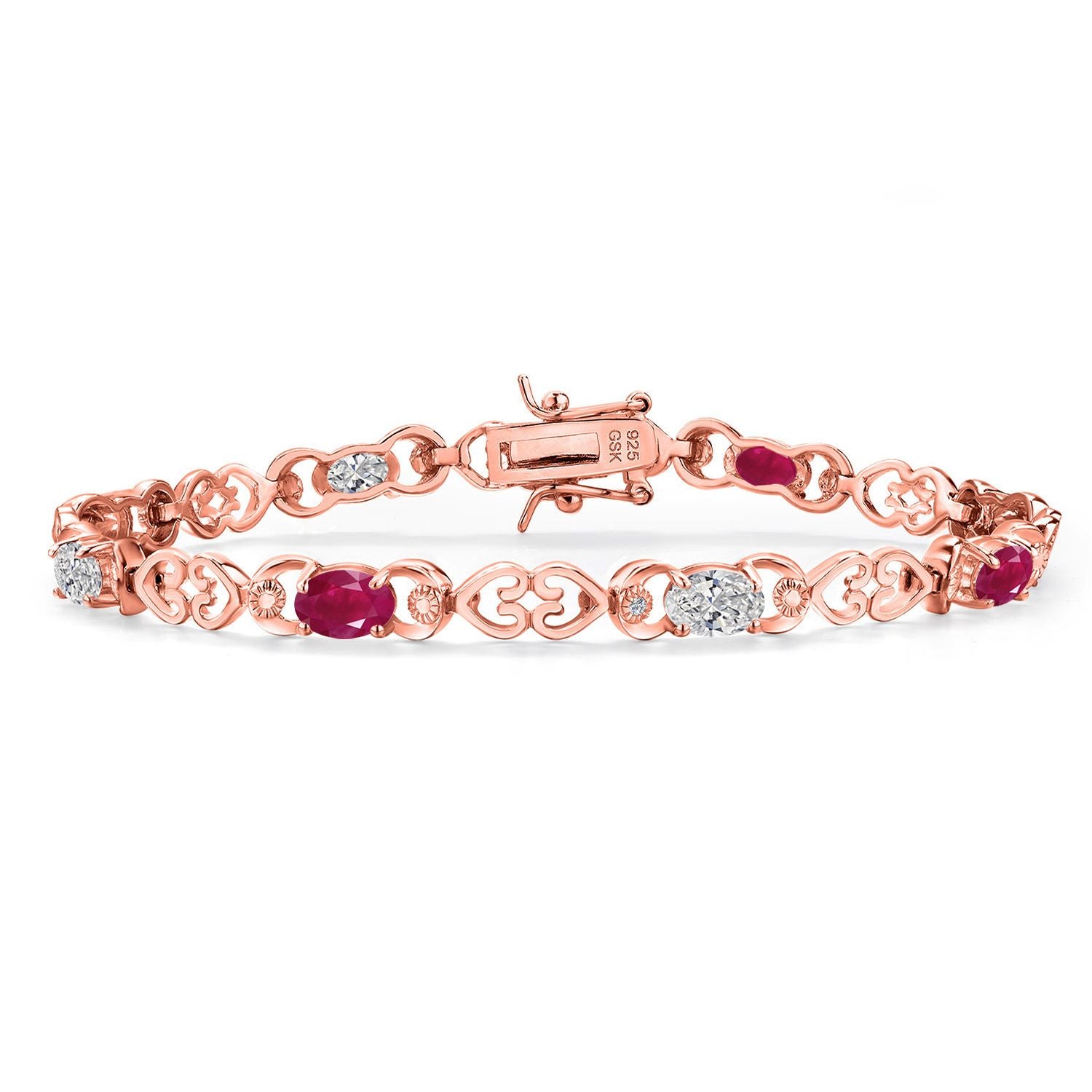 Ruby - July_Bracelet in 925 Rose Gold Plated Silver