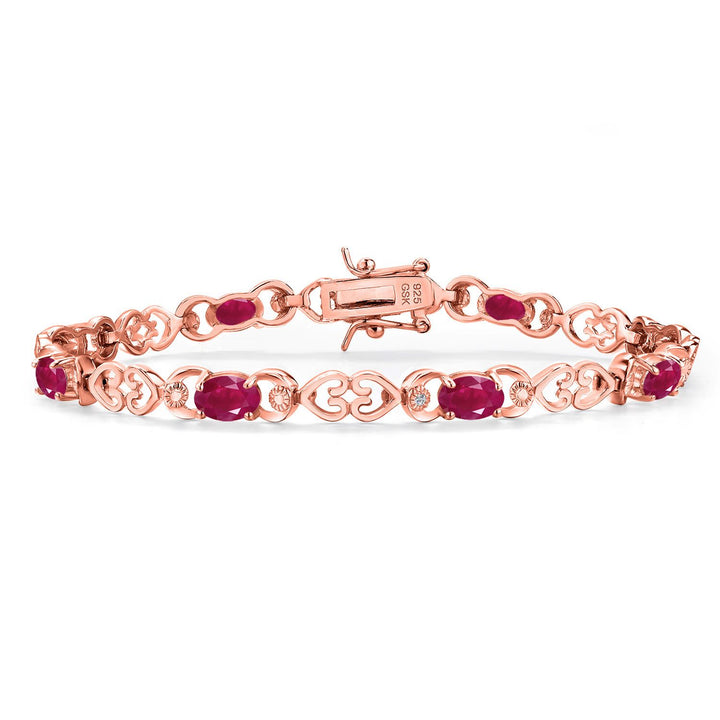 Ruby - July_Bracelet in 925 Rose Gold Plated Silver