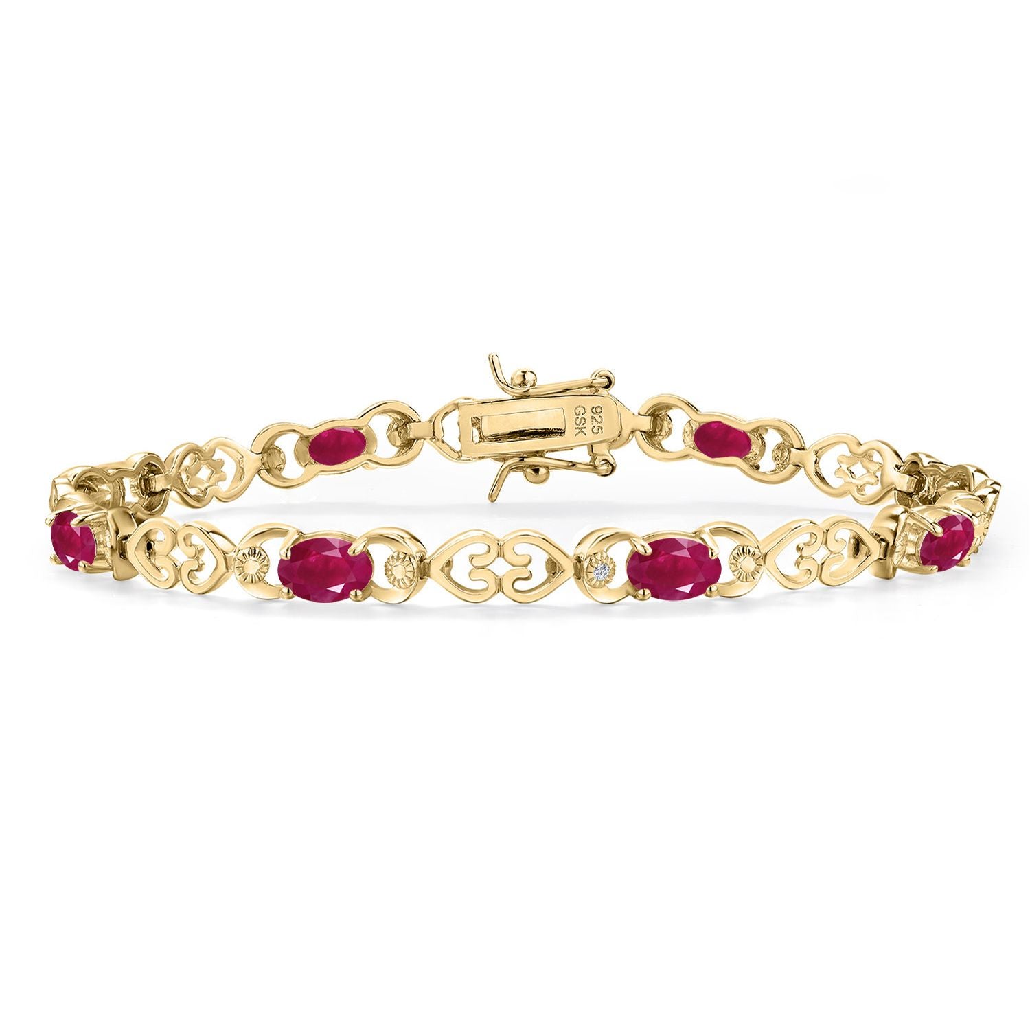 Ruby - July_Bracelet in 925 Yellow Gold Plated Silver