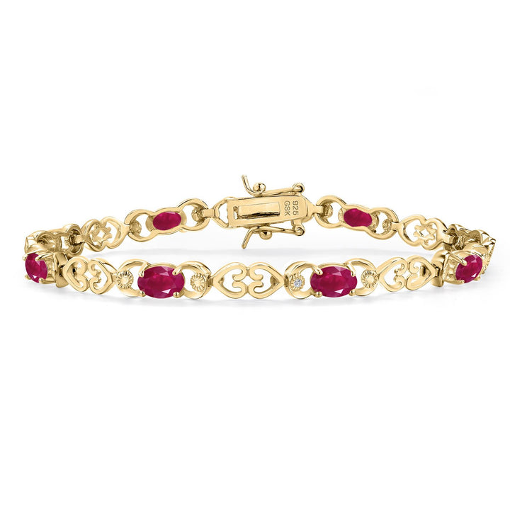Ruby - July_Bracelet in 925 Yellow Gold Plated Silver