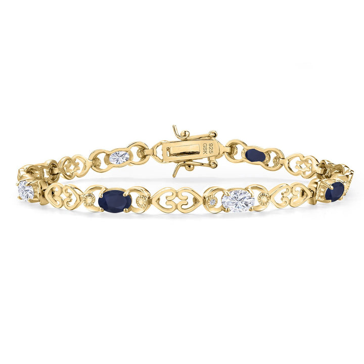 Blue Sapphire - September_Bracelet in 925 Yellow Gold Plated Silver