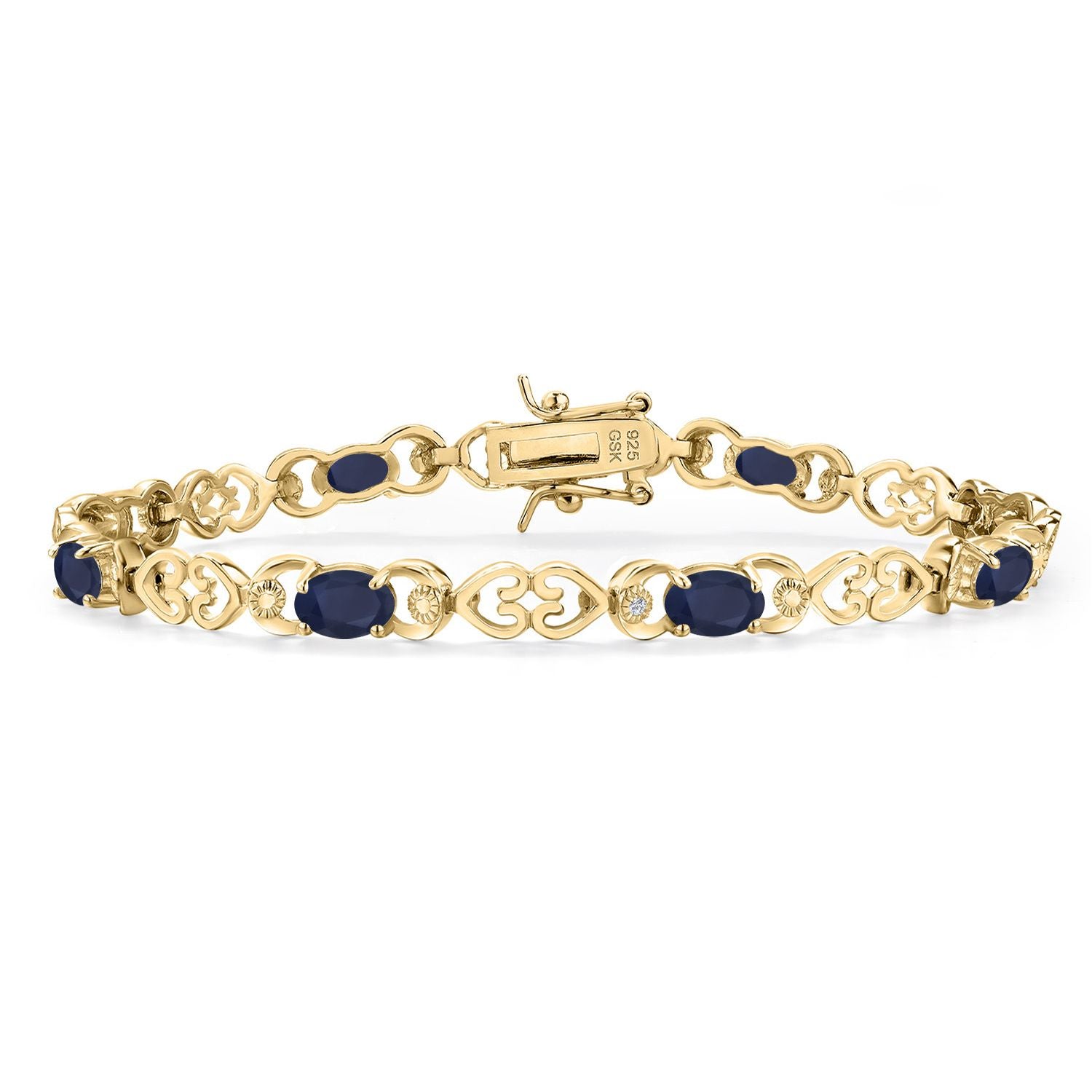 Blue Sapphire - September_Bracelet in 925 Yellow Gold Plated Silver