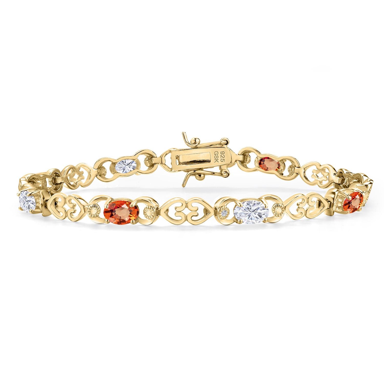 Orange Sapphire - September_Bracelet in 925 Yellow Gold Plated Silver