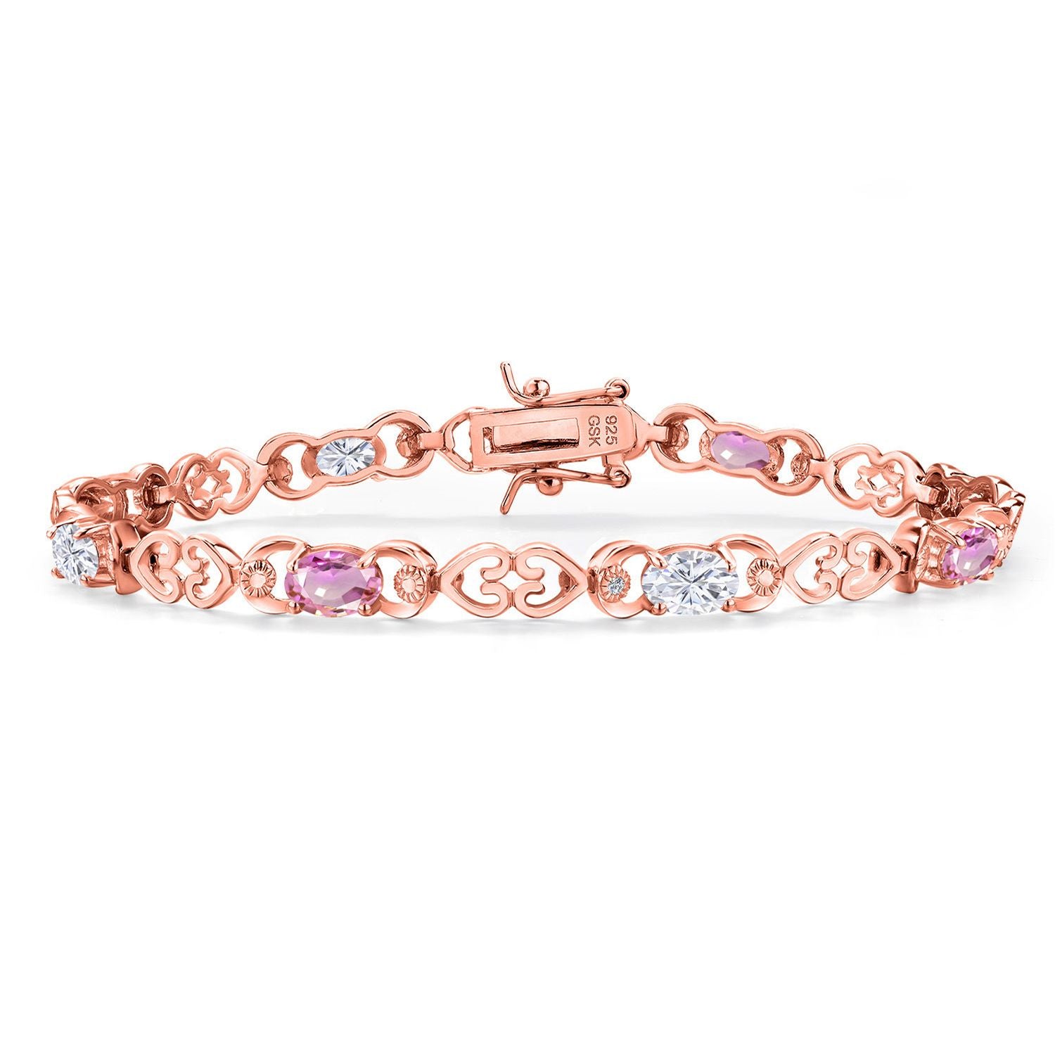 Pink Sapphire - September_Bracelet in 925 Rose Gold Plated Silver