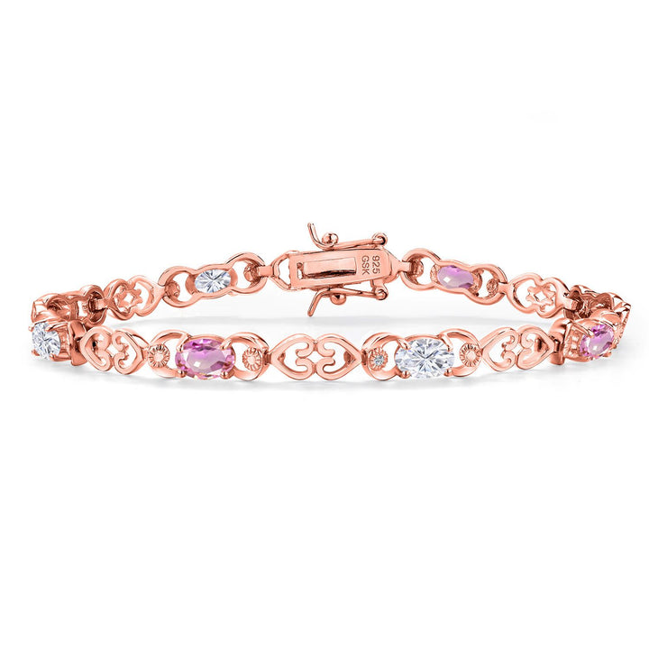 Pink Sapphire - September_Bracelet in 925 Rose Gold Plated Silver