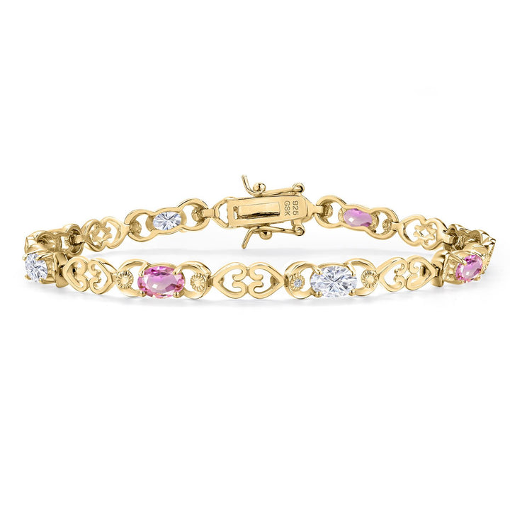 Pink Sapphire - September_Bracelet in 925 Yellow Gold Plated Silver