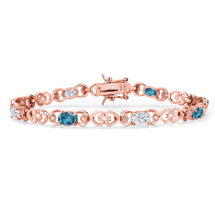 London Blue Topaz - November_Bracelet in 925 Rose Gold Plated Silver