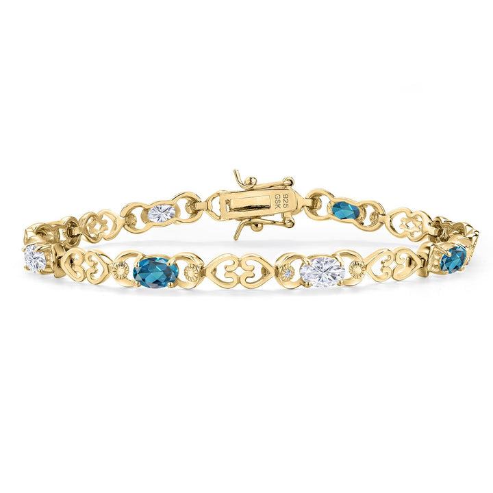 London Blue Topaz - November_Bracelet in 925 Yellow Gold Plated Silver