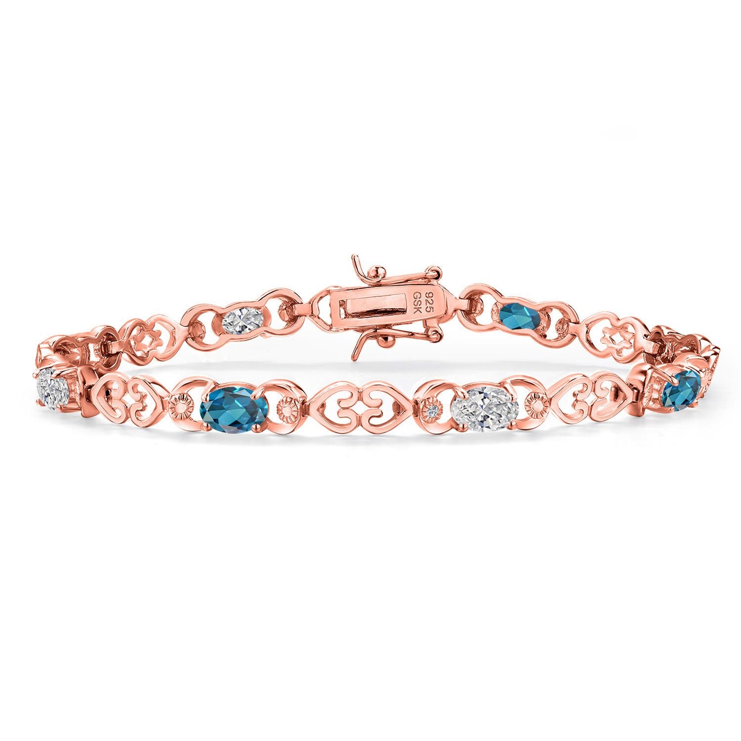 London Blue Topaz - November_Bracelet in 925 Rose Gold Plated Silver