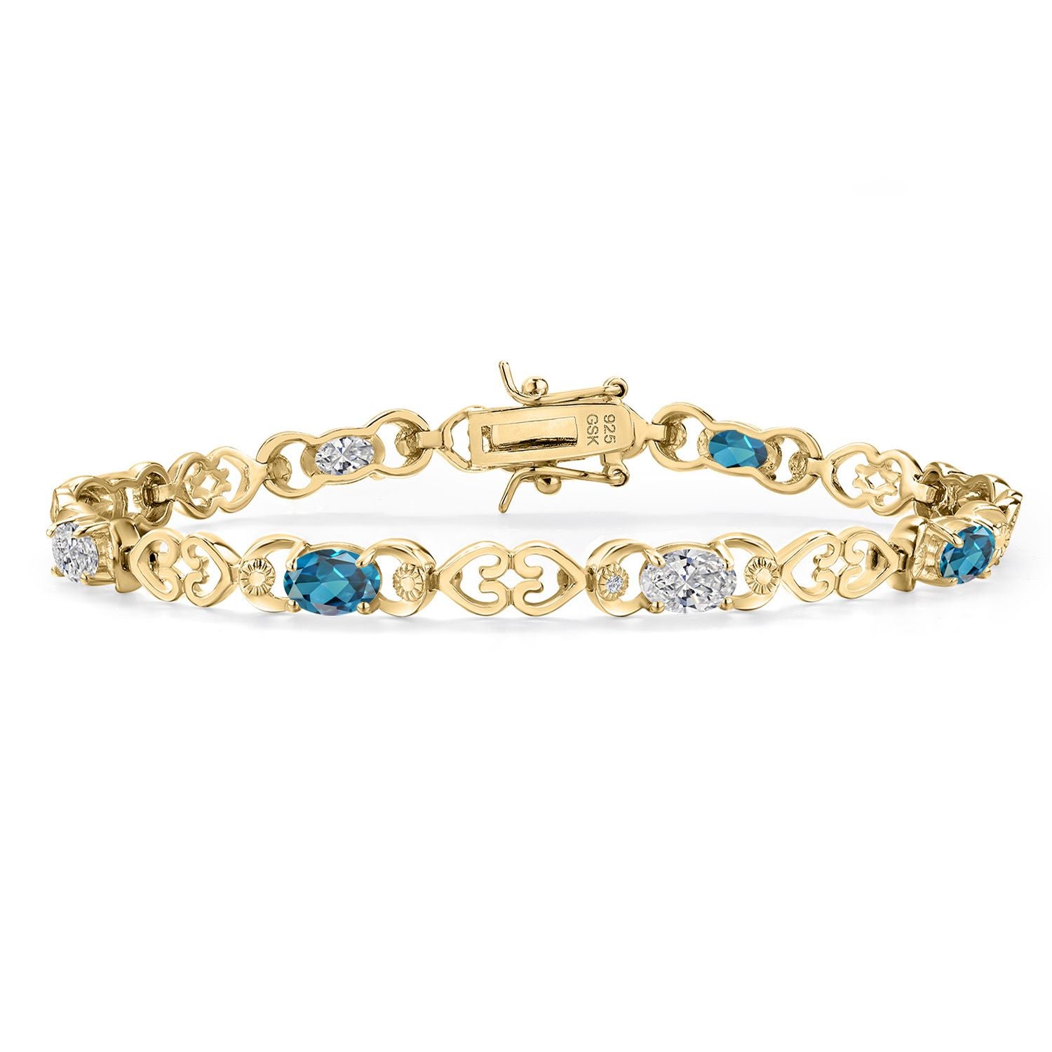 London Blue Topaz - November_Bracelet in 925 Yellow Gold Plated Silver