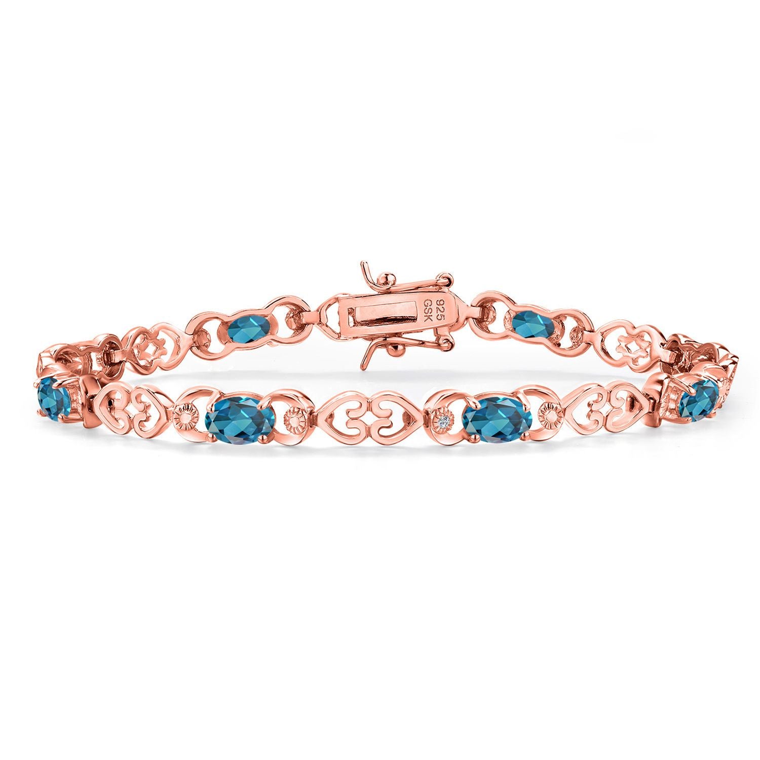 London Blue Topaz - November_Bracelet in 925 Rose Gold Plated Silver
