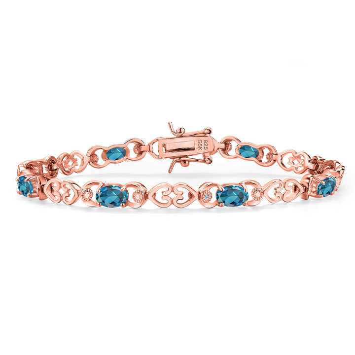 London Blue Topaz - November_Bracelet in 925 Rose Gold Plated Silver