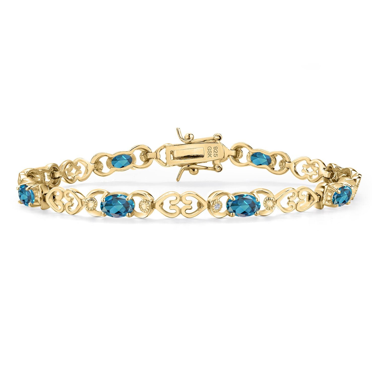 London Blue Topaz - November_Bracelet in 925 Yellow Gold Plated Silver