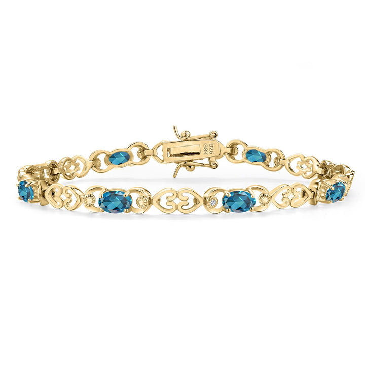 London Blue Topaz - November_Bracelet in 925 Yellow Gold Plated Silver