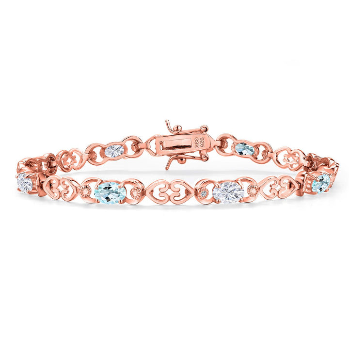 Sky Blue Topaz - November_Bracelet in 925 Rose Gold Plated Silver