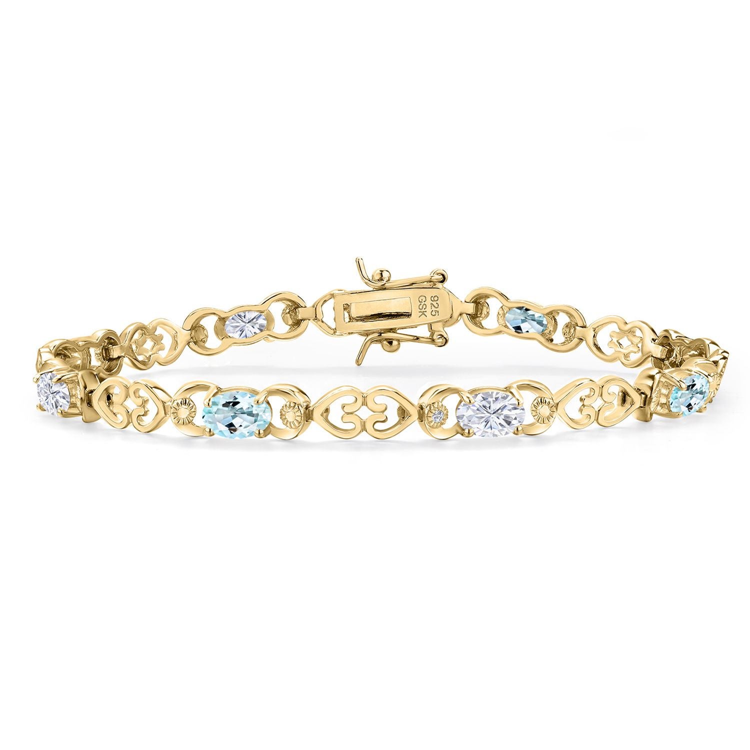 Sky Blue Topaz - November_Bracelet in 925 Yellow Gold Plated Silver