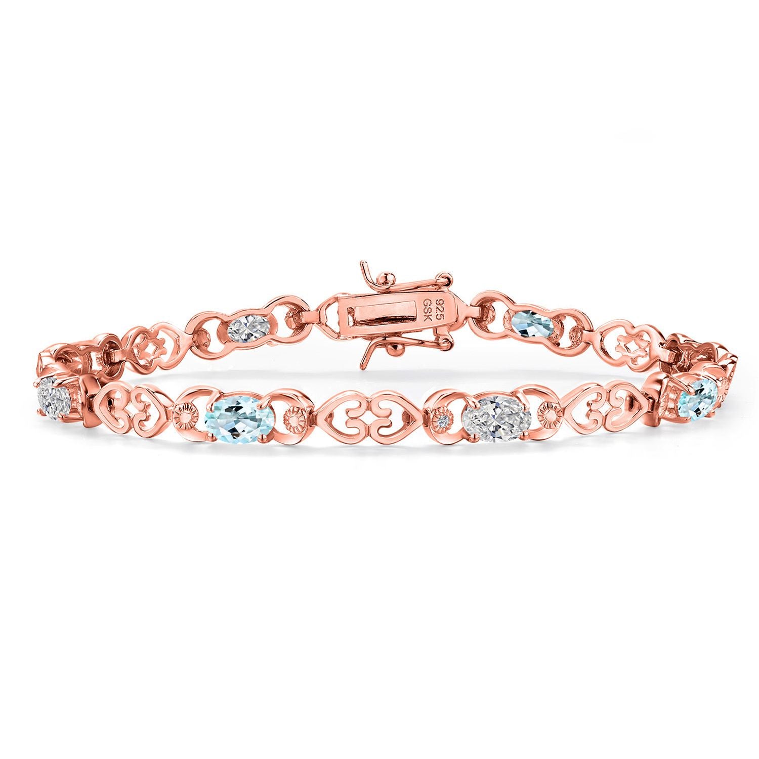 Sky Blue Topaz - November_Bracelet in 925 Rose Gold Plated Silver