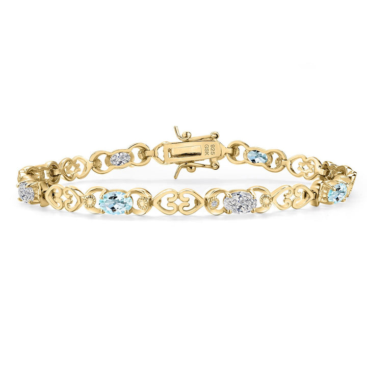 Sky Blue Topaz - November_Bracelet in 925 Yellow Gold Plated Silver