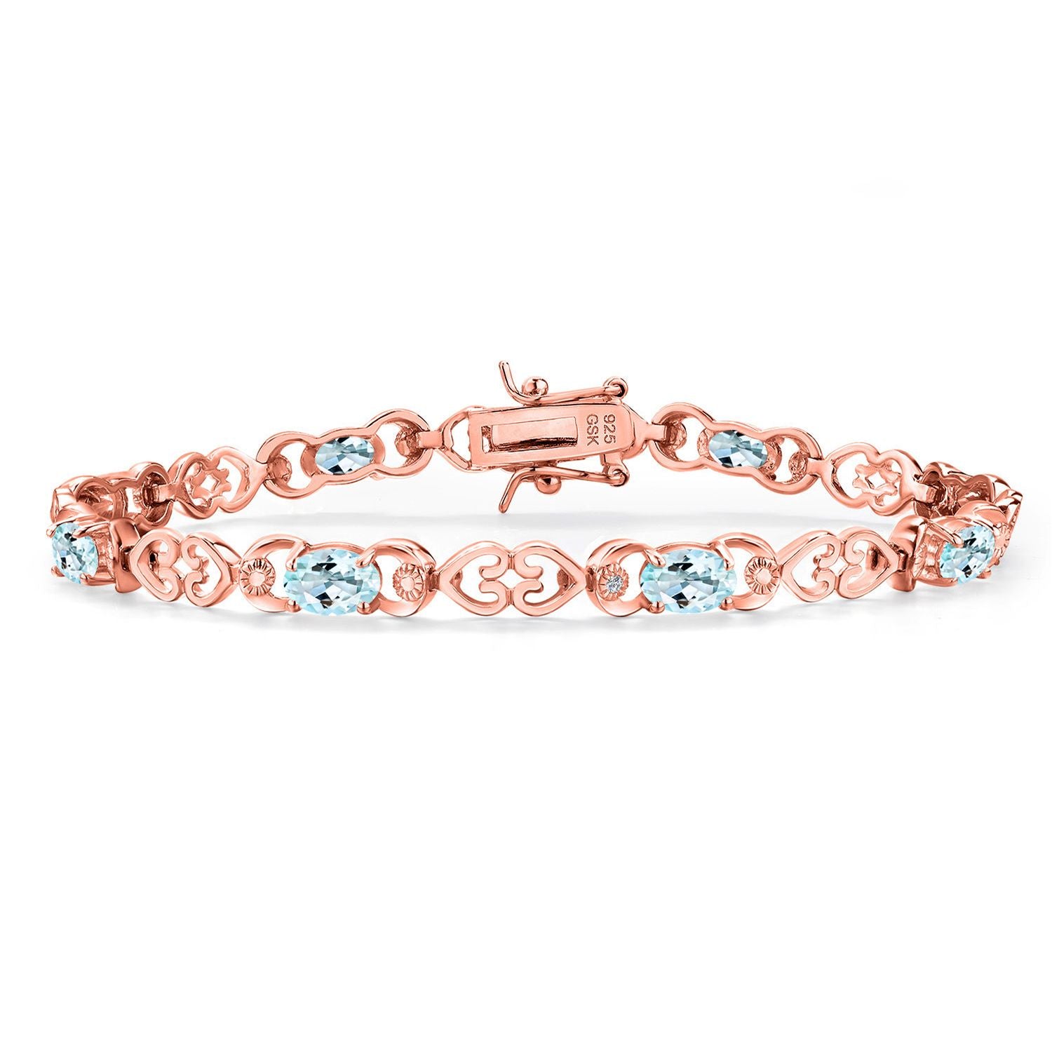 Sky Blue Topaz - November_Bracelet in 925 Rose Gold Plated Silver