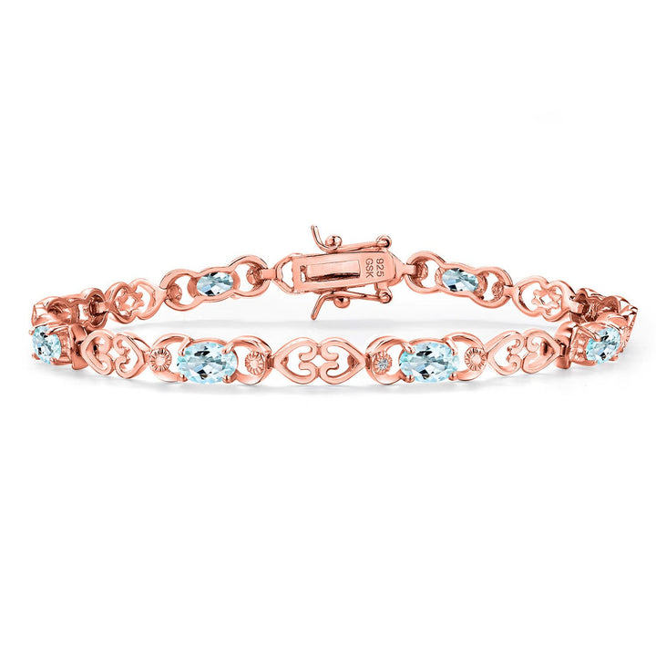 Sky Blue Topaz - November_Bracelet in 925 Rose Gold Plated Silver