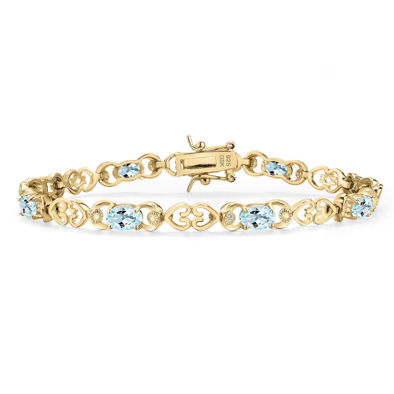 Sky Blue Topaz - November_Bracelet in 925 Yellow Gold Plated Silver