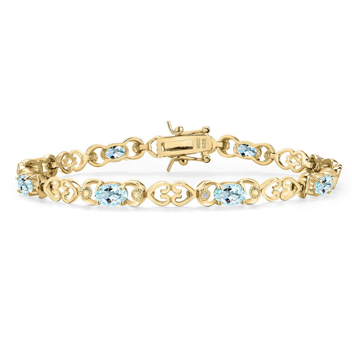 Sky Blue Topaz - November_Bracelet in 925 Yellow Gold Plated Silver