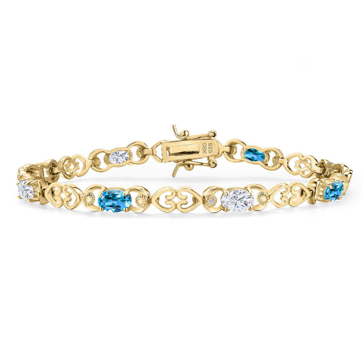 Swiss Blue Topaz - November_Bracelet in 925 Yellow Gold Plated Silver