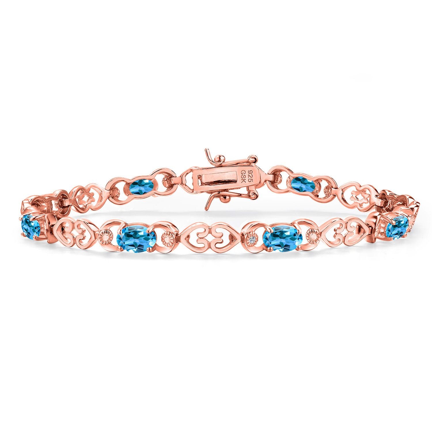 Swiss Blue Topaz - November_Bracelet in 925 Rose Gold Plated Silver