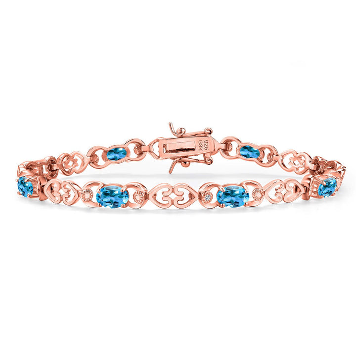 Swiss Blue Topaz - November_Bracelet in 925 Rose Gold Plated Silver